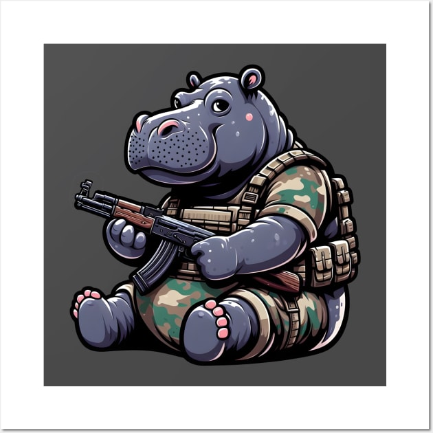 Tactical Hippo Wall Art by Rawlifegraphic